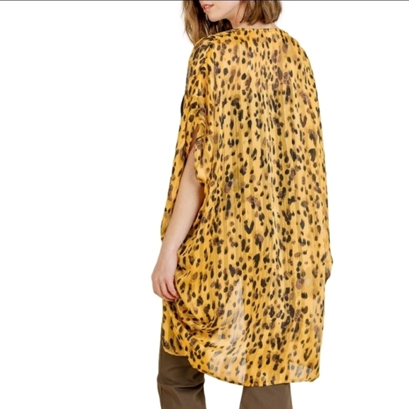 NWT Umgee Jungle Nights Gold Black & Brown Animal Print Sheer Cocoon Cardigan - Picture 3 of 16